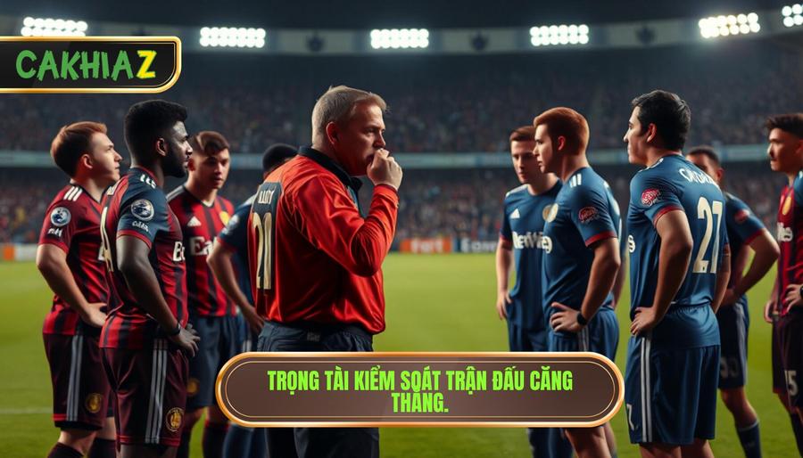 Trọng tài kiểm soát trận đấu căng thẳng.